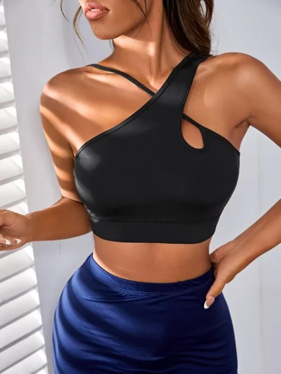 Cutout Asymmetrical Criss Cross Sports Top