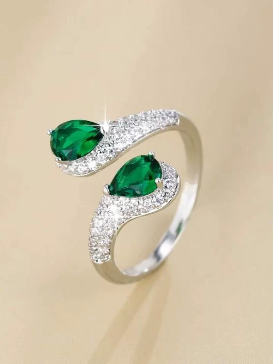 Zircon Glamorous Water-drop Cuff Decor Ring
