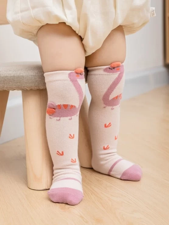 Baby Cartoon Dinosaur Print Over The Knee Socks