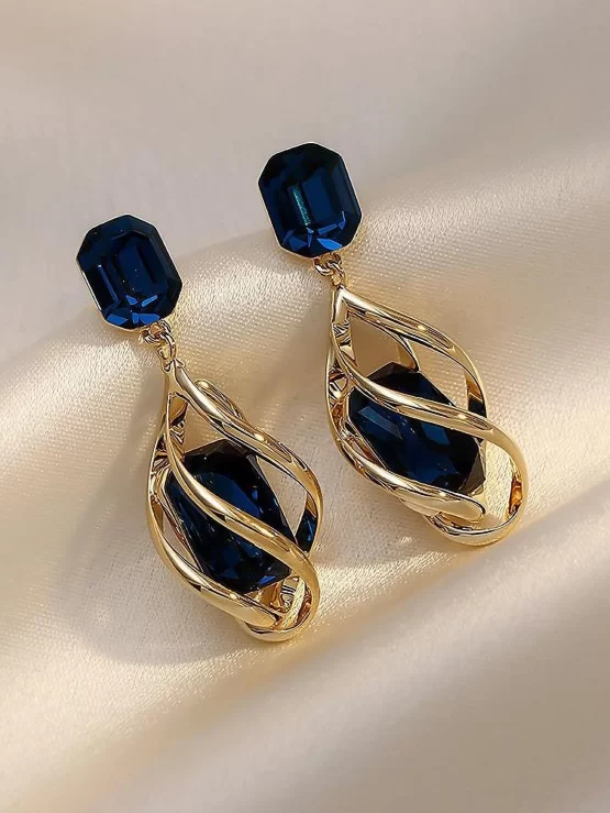 Fashionable Two Pieces Crystal Drop Earrings