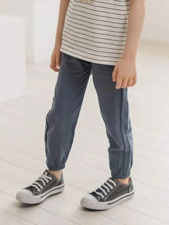 Boys Casual Solid Tapered Elastic Waist Pants