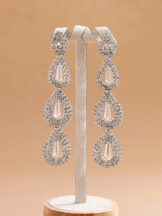 Glamorous Rhinestone Water Drop Decor Earrings