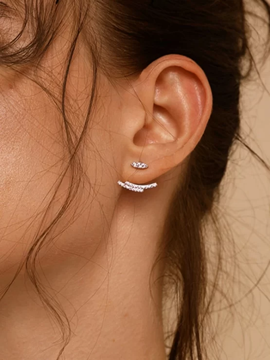 Rhinestone One Pair Layered Bar Decor Earrings