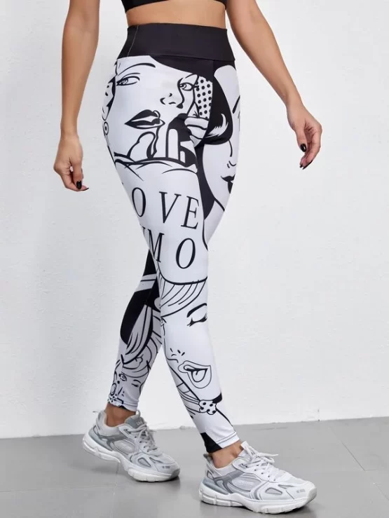 Absorbs Sweat Pop Art Print Sports Leggings