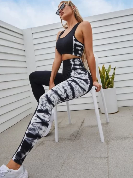 Seamless Running Tie Dye Leggings Sports Set