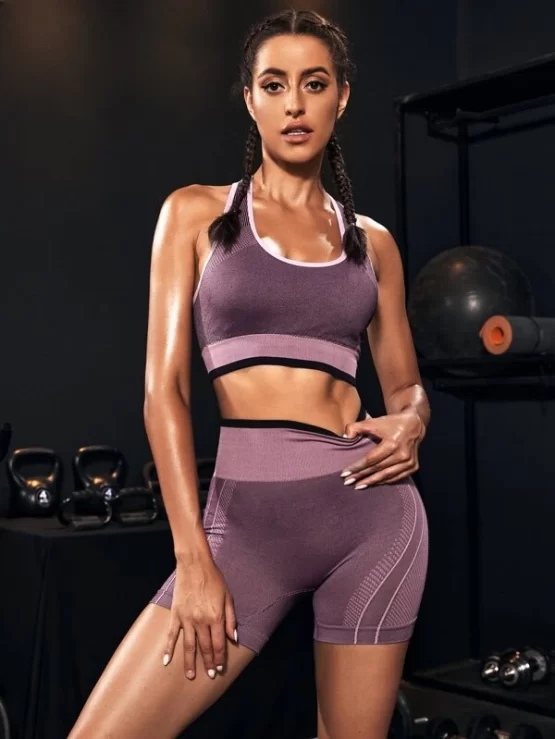 Seamless Softness Cut Out Back Contrast Trim Sports Set