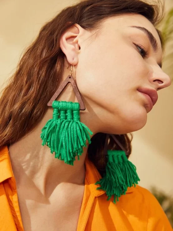 Geometric and Tassel Dangle Drop Earrings