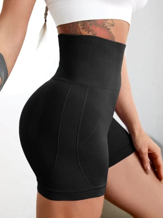 High Waist Skinny Wide Waistband Sports Shorts