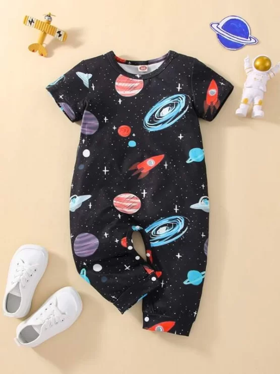 Baby Galaxy & Tee Rocket Print Jumpsuit