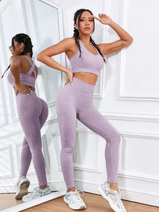 Seamless Crissc Cross Back Wide Waistband Sports Set