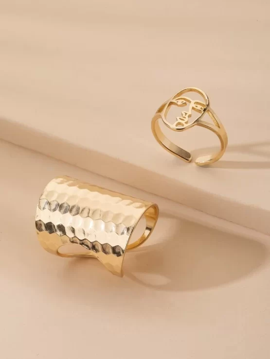 Two Pieces Fashionable Face Design Ring - Image 3