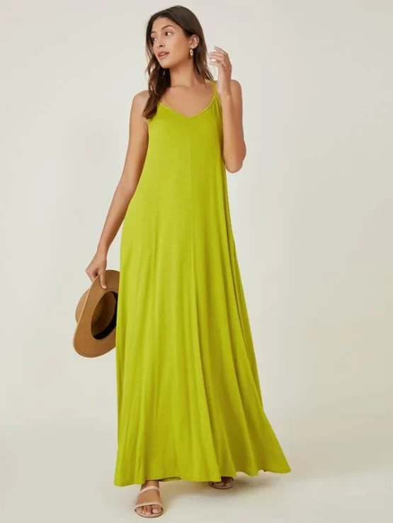 BASICS Plain Pocket Side Solid Cami Dress - Image 3
