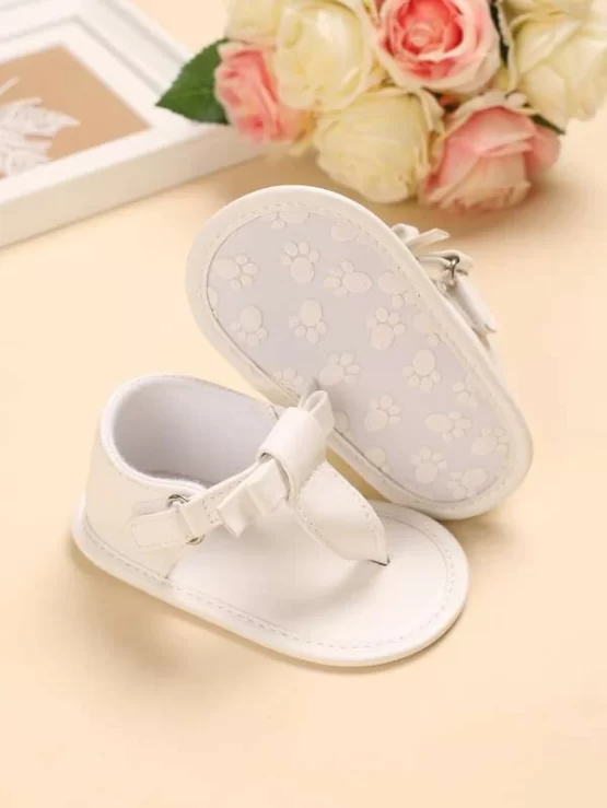 Baby Girl Bow Plain One Pair Thong Decor Sandals - Image 2