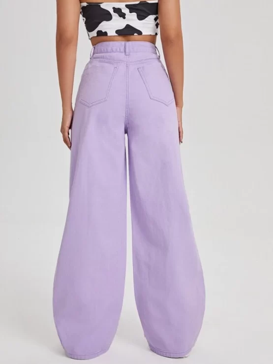High-Rise Zipper Fly Button Front Wide Leg Jeans - Image 2