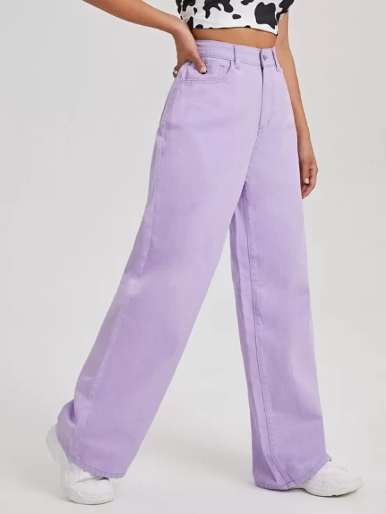High-Rise Zipper Fly Button Front Wide Leg Jeans - Image 3