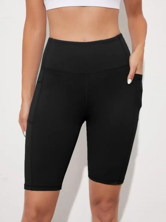 High Stretch Wide Band Waist Sports Shorts With Phone Pocket - Image 5