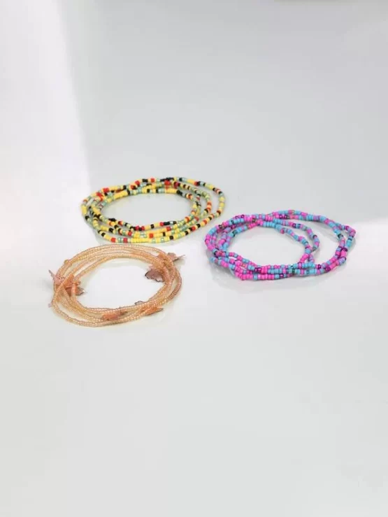 Three Pieces Butterfly Decor Beaded Anklet - Image 2