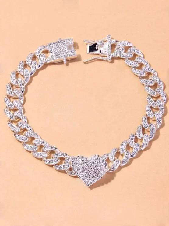 Rhinestone Glamorous Heart Decor Anklet - Image 2