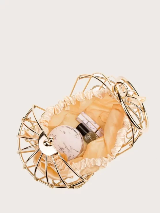 Mini Minimalist Hollow Out Novelty Chain Ring Bag With Inner Pouch - Image 3