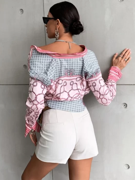 Graphic Casual Print Shirt Button Up Blouse - Image 2