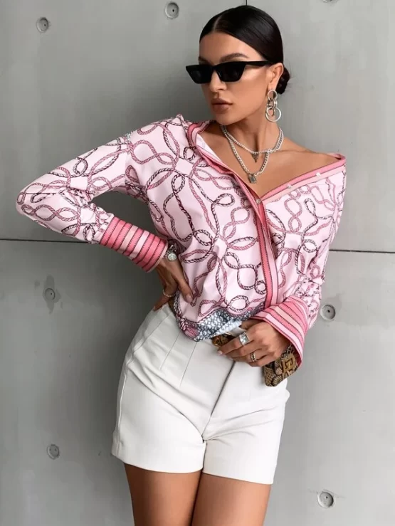Graphic Casual Print Shirt Button Up Blouse - Image 3