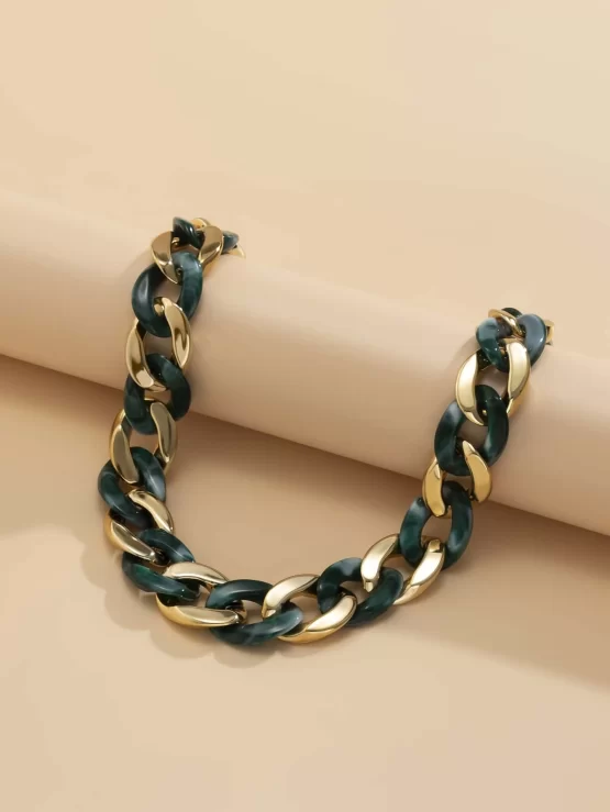 Two Tone Fashionable Multicolor Chain Necklace - Image 2