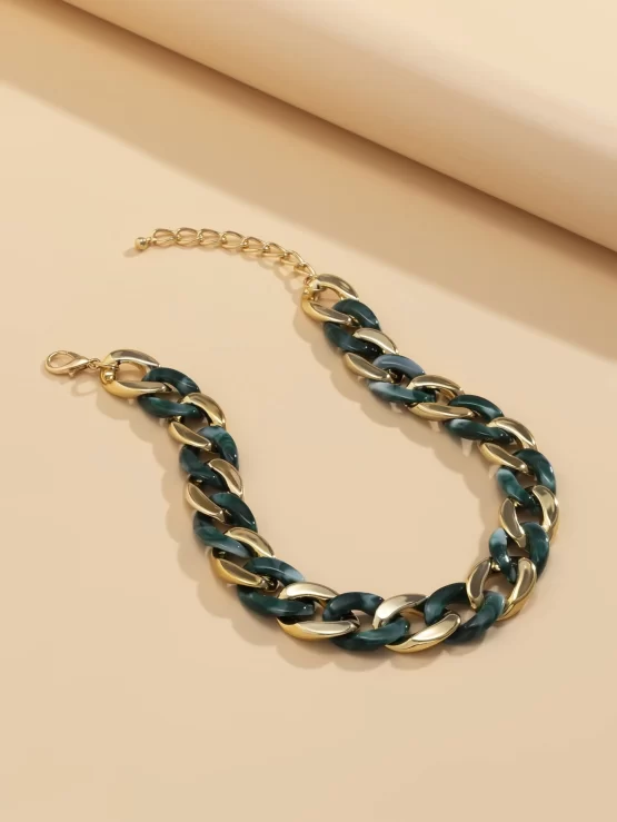 Two Tone Fashionable Multicolor Chain Necklace - Image 3