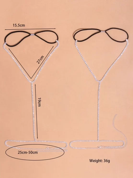 Two Pieces Rhinestone Decor Body Chain - Image 3
