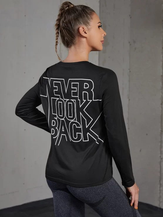 Slogan Round Neck Running Graphic Sports Tee - Image 2