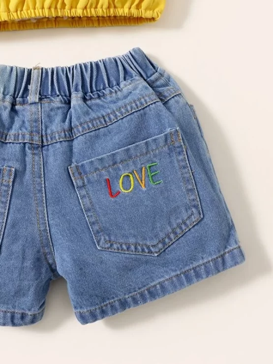 Baby Frill Trim Cami Top & Ripped Patched Denim Shorts - Image 2