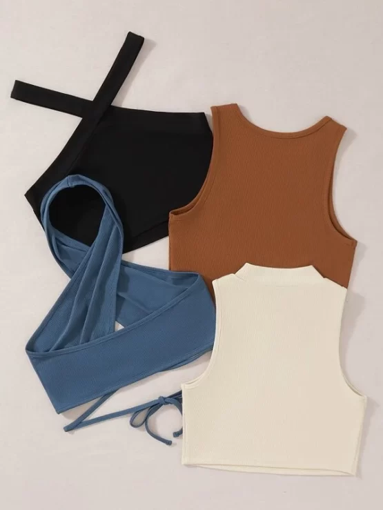 Two Pieces Letter Graphic Tank Top & Two Pieces Halter Top - Image 2