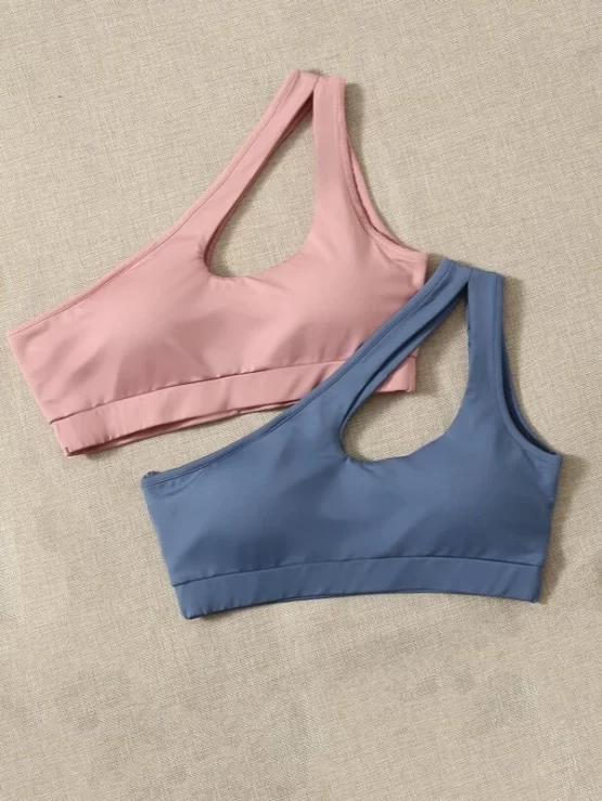 Four Pieces High Support Cut Out One Shoulder Sports Bra - Image 3