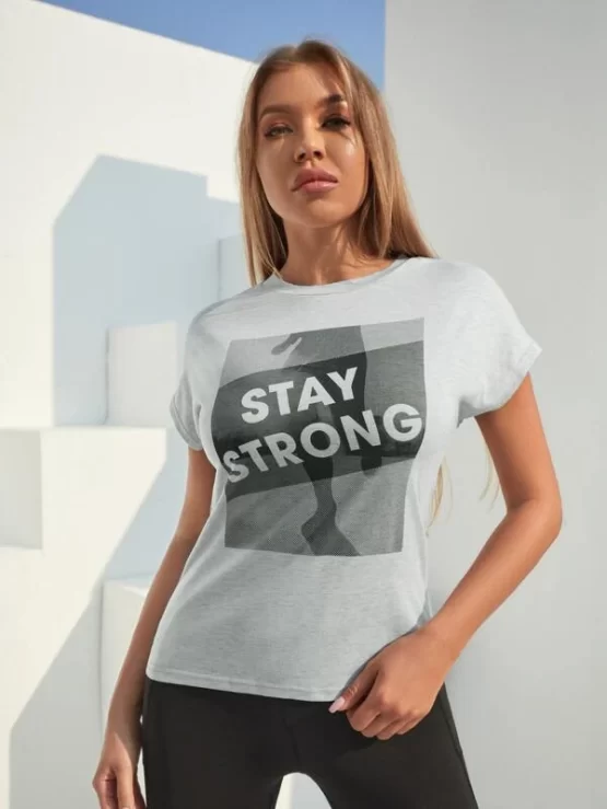 Absorbs Sweat Letter Sleeve Graphic Sports Tee - Image 2