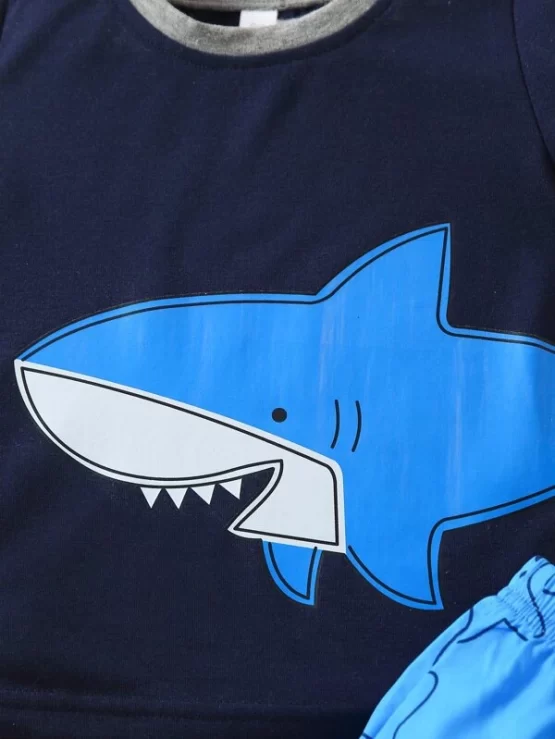 Baby Shark Print 3D Patched Tee & Shorts - Image 2