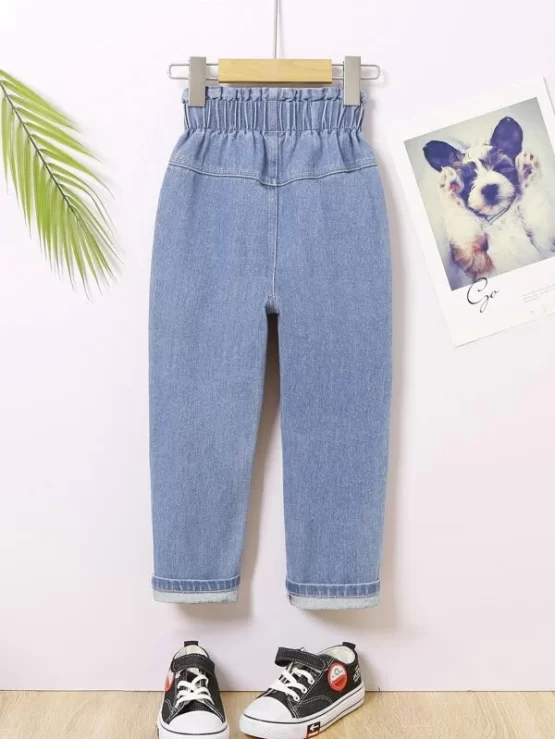 Toddler Girls Bow Embroidery Straight Leg Jeans - Image 2