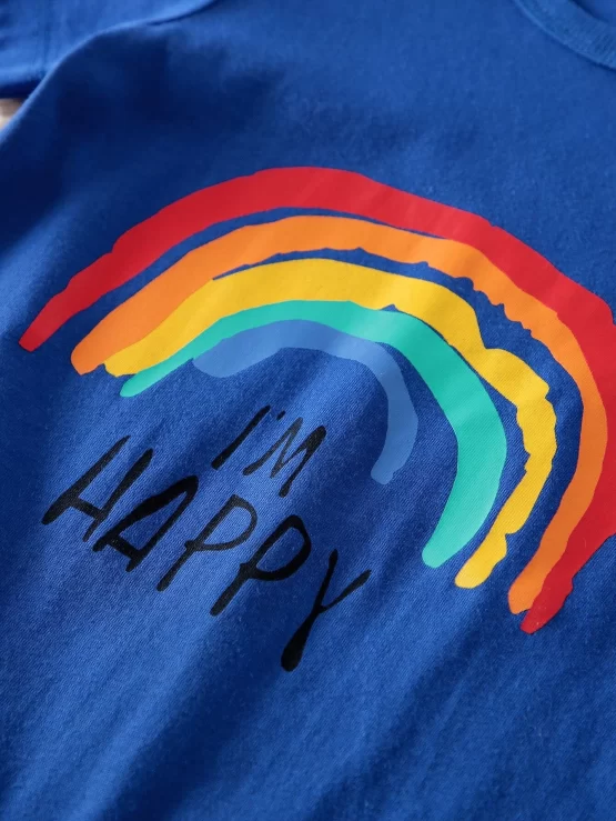 Yierying Baby Rainbow & Slogan Graphic Romper - Image 2