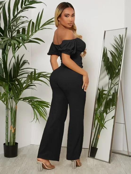 Off Shoulder Sexy Ruched Bust Belted Jumpsuit - Image 7
