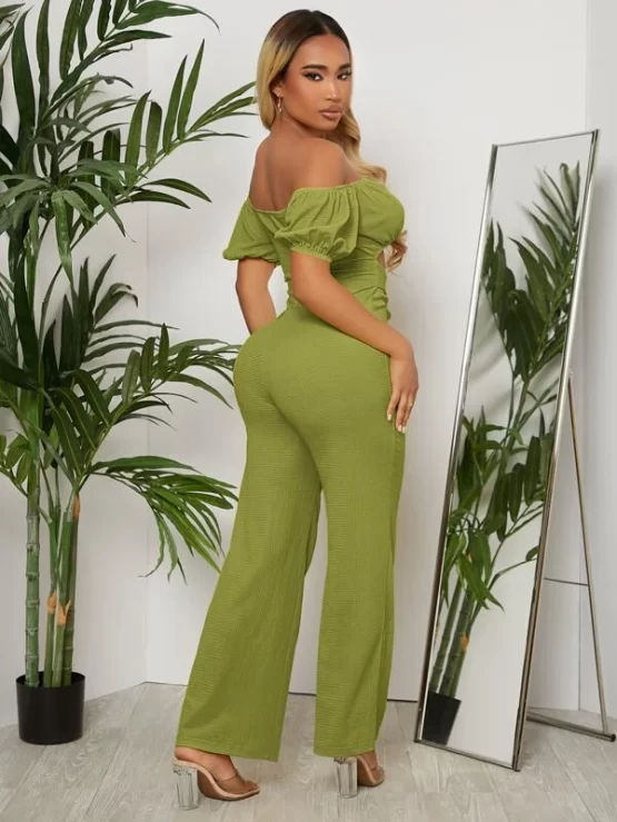 Off Shoulder Sexy Ruched Bust Belted Jumpsuit - Image 5