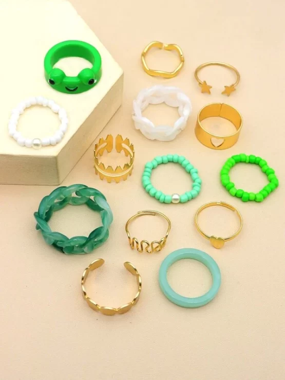 Fourteen Pieces Star & Heart Decor Ring - Image 2
