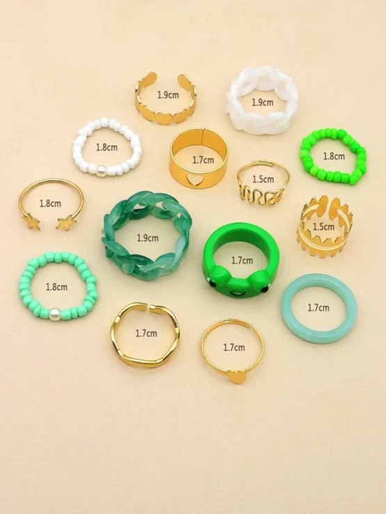 Fourteen Pieces Star & Heart Decor Ring - Image 3