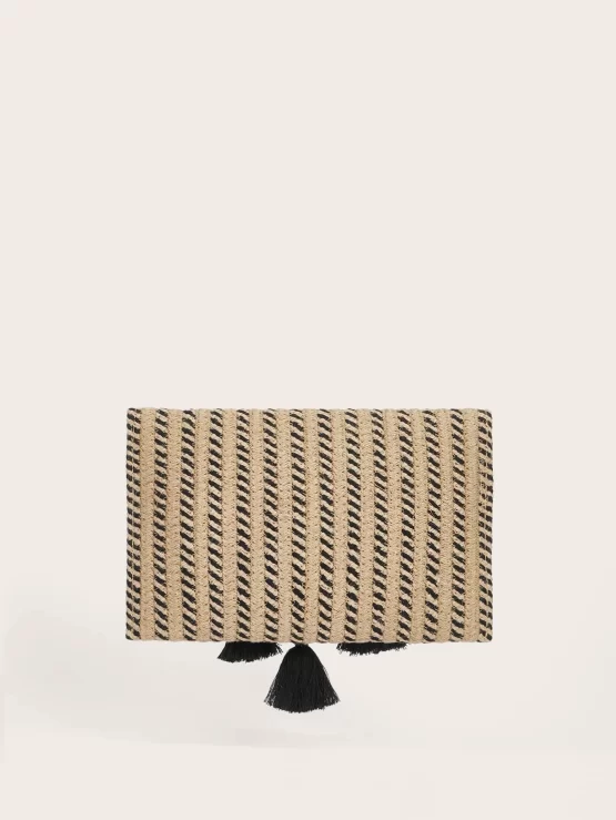 Tassel Decor Braided Detail Flap Square Bag - Image 3