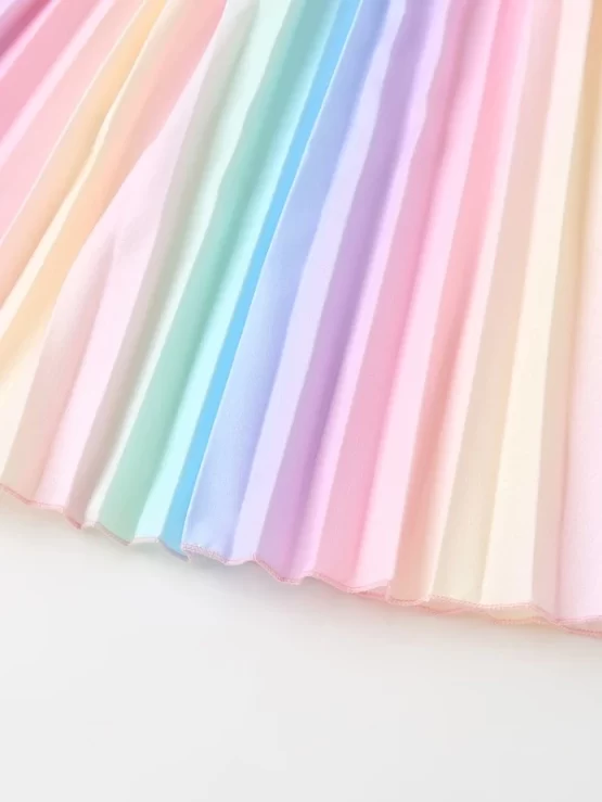 Baby Girl Butterfly Ombre Pleated Sleeve Dress - Image 3