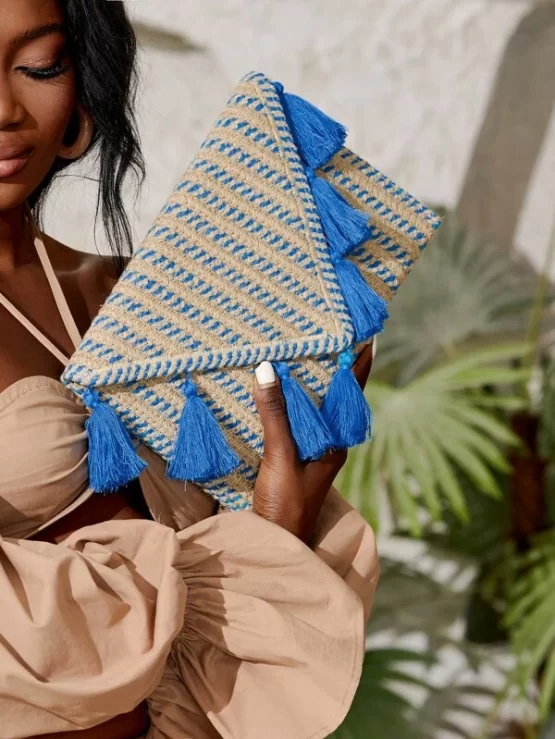 Tassel Decor Braided Detail Flap Square Bag - Image 5