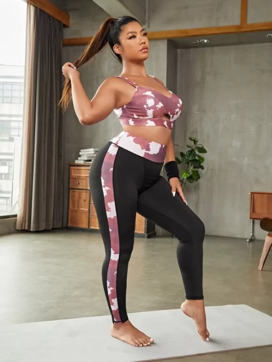Plus Softness Cow Print Cut Out Sports Set - Image 3