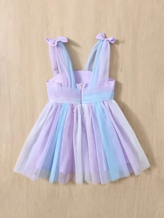 Baby Bow Shoulder Ombre Party Mesh Dress - Image 3