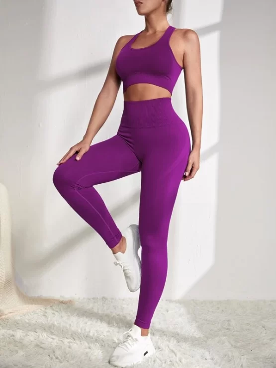 High Stretch Plain Racer Back Sports Set - Image 4