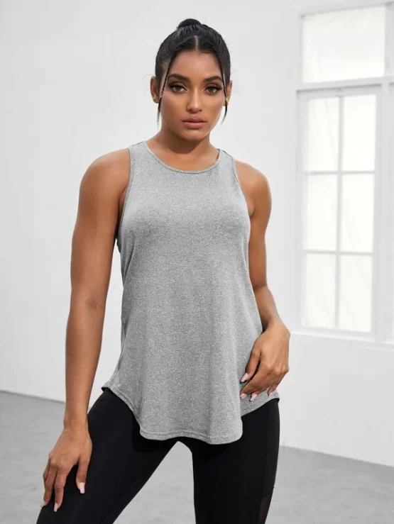 Mesh Panel Racer Back Sports Tank Top - Image 2