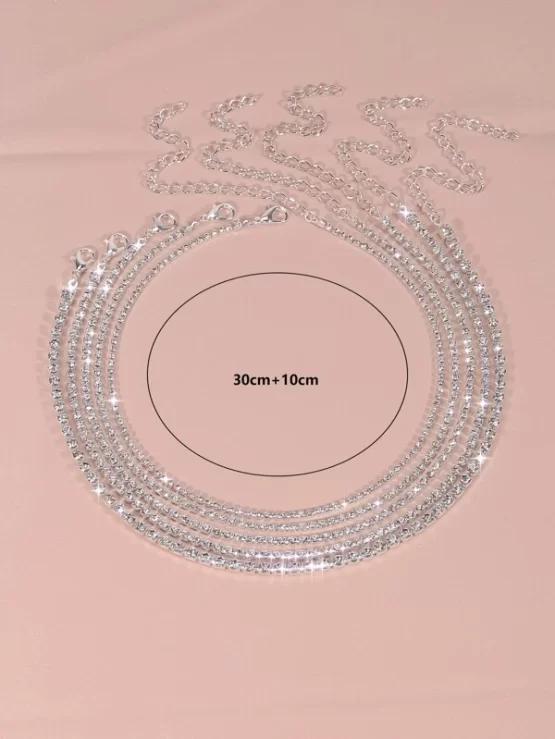 Five Pieces Glamorous Rhinestone Decor Necklace - Image 2