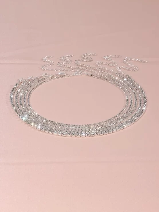 Five Pieces Glamorous Rhinestone Decor Necklace - Image 3