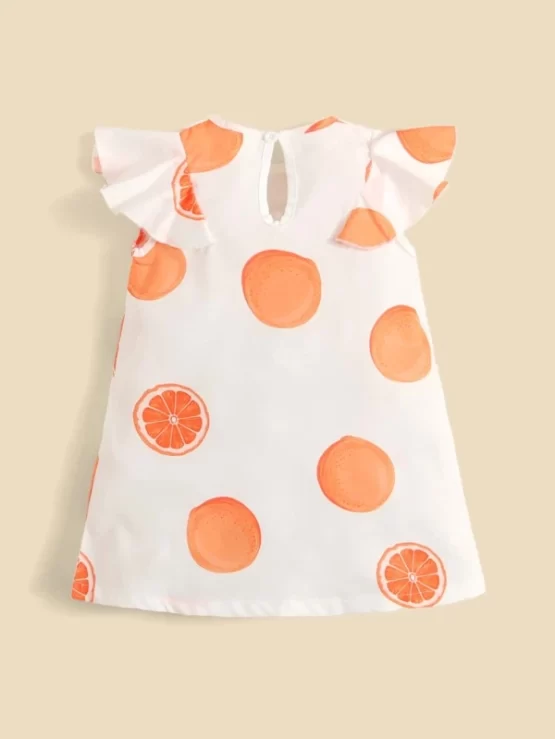Baby Fruit Print Ruffle Butterfly Sleeve Dress - Image 2